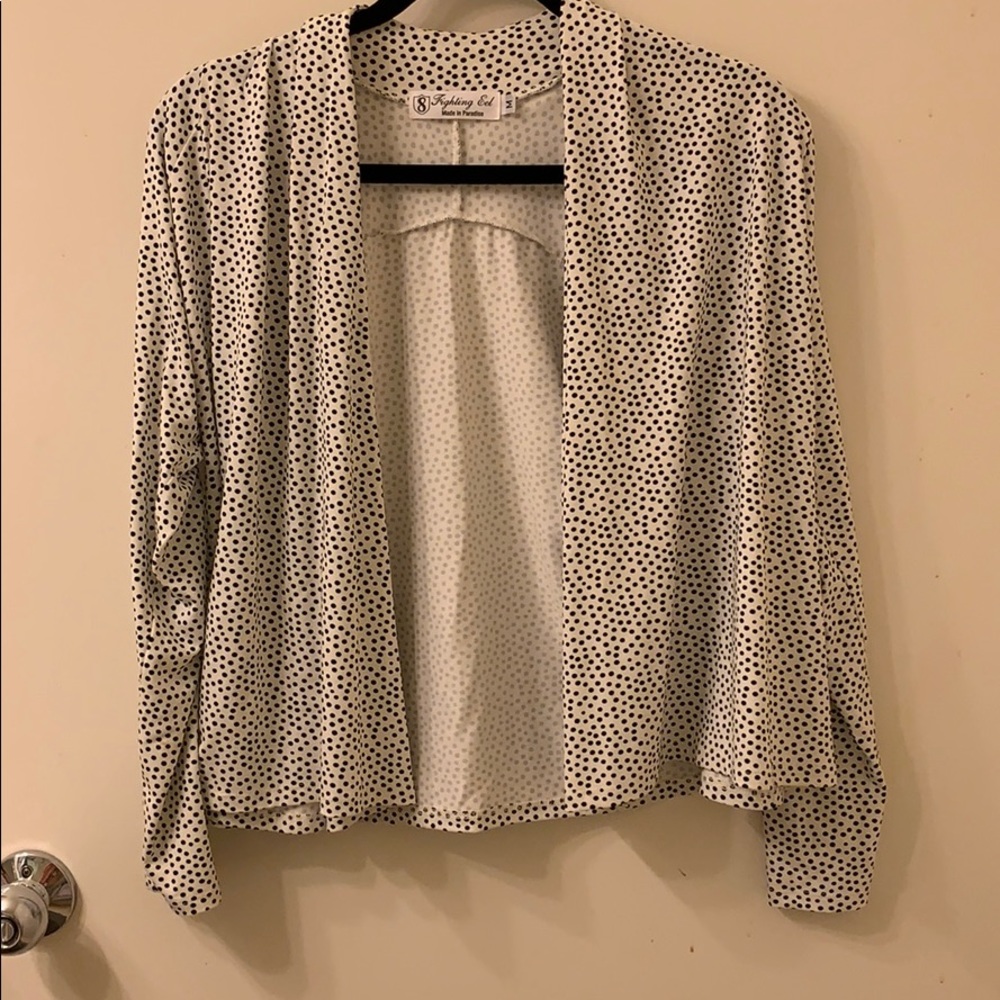 Fighting Eel draped polka dot cardigan